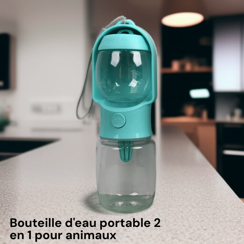 Gourde portable 2-en-1 pour animaux