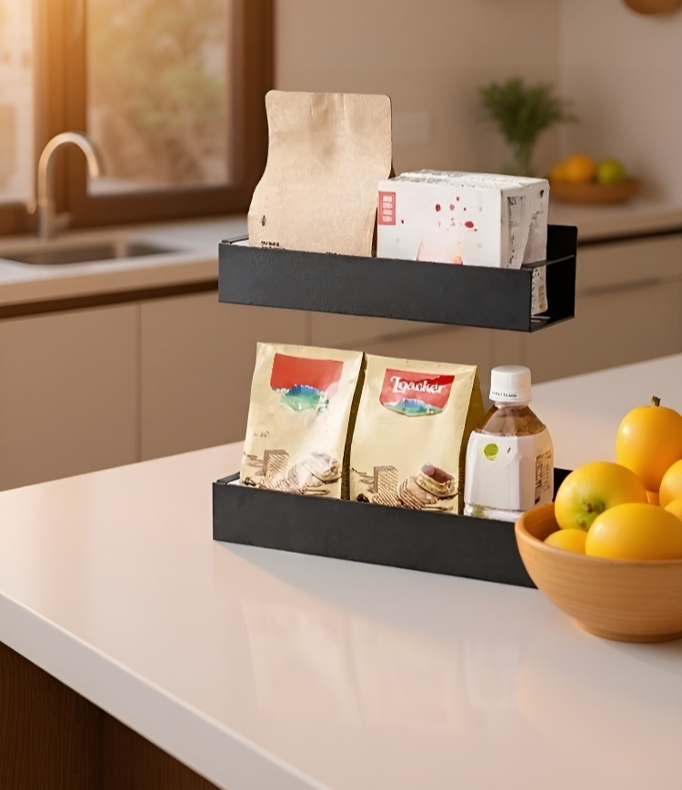 강력 자석으로 벽에 부착된 선반 디테일