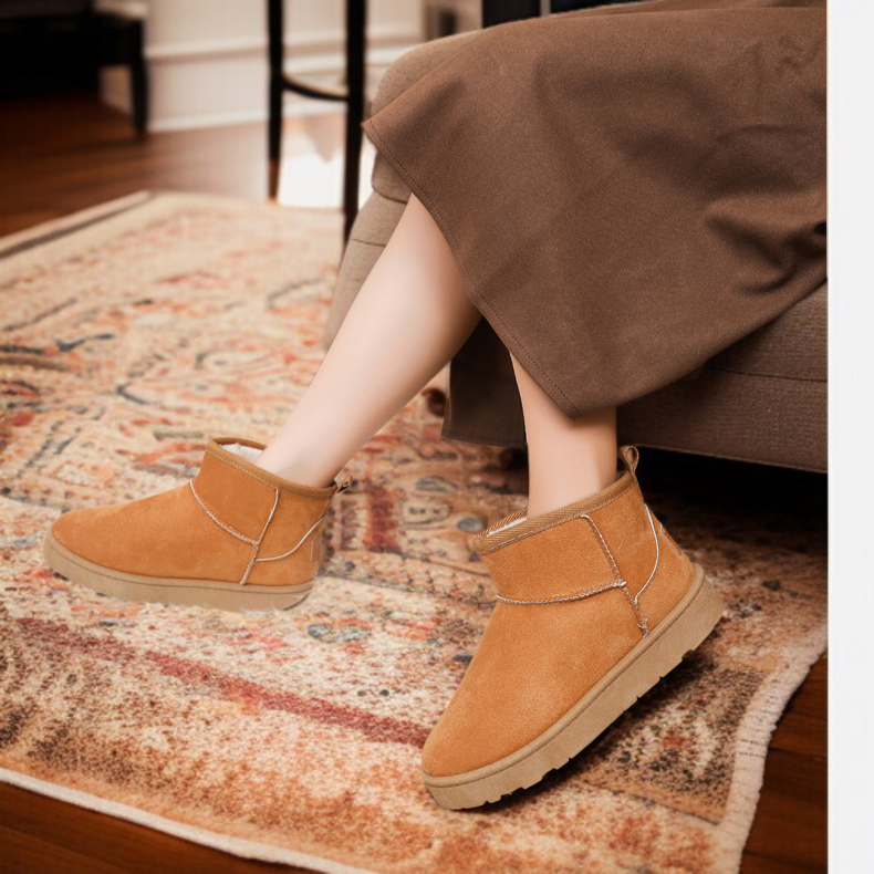 여성 겨울 융털 도톰한 스노우 부츠 통굽 여성 겨울 부츠