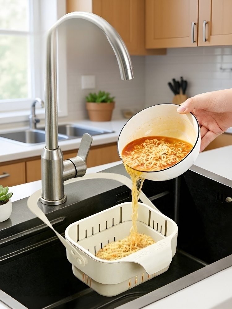 Foldable drain basket for easy kitchen storage