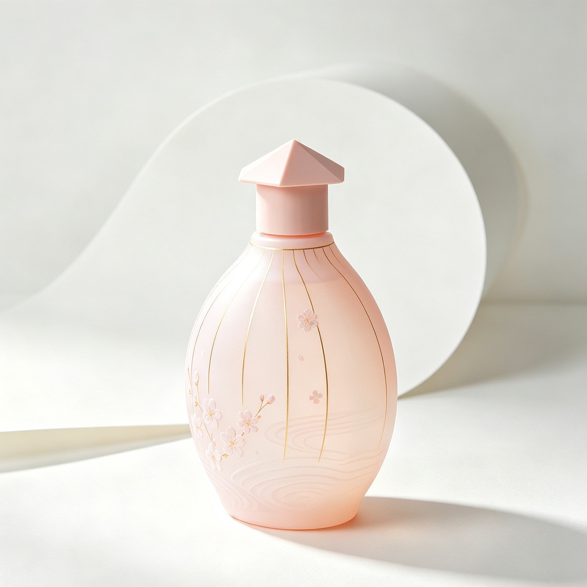 桜の花と保湿ローションのボトル