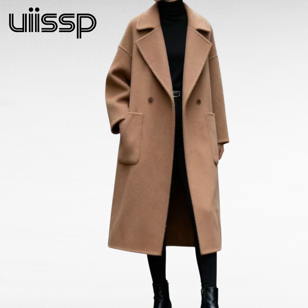 브라운 퀼팅 울 코트