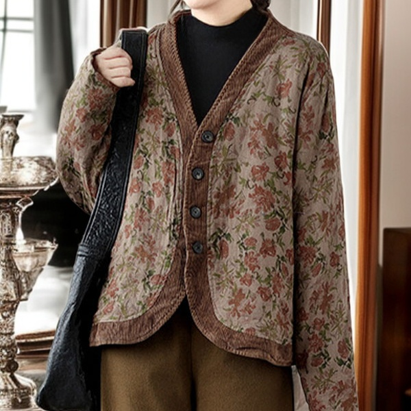 여성 플라워 클립 면 외투