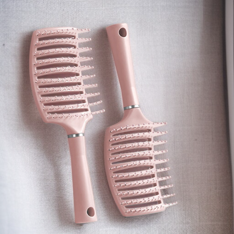 مشط تدليك نسائي بنقشة زهر الكرز، مشط شعر مجعد ناعم للأطفال، مشط كبير منحني للاستخدام المنزلي