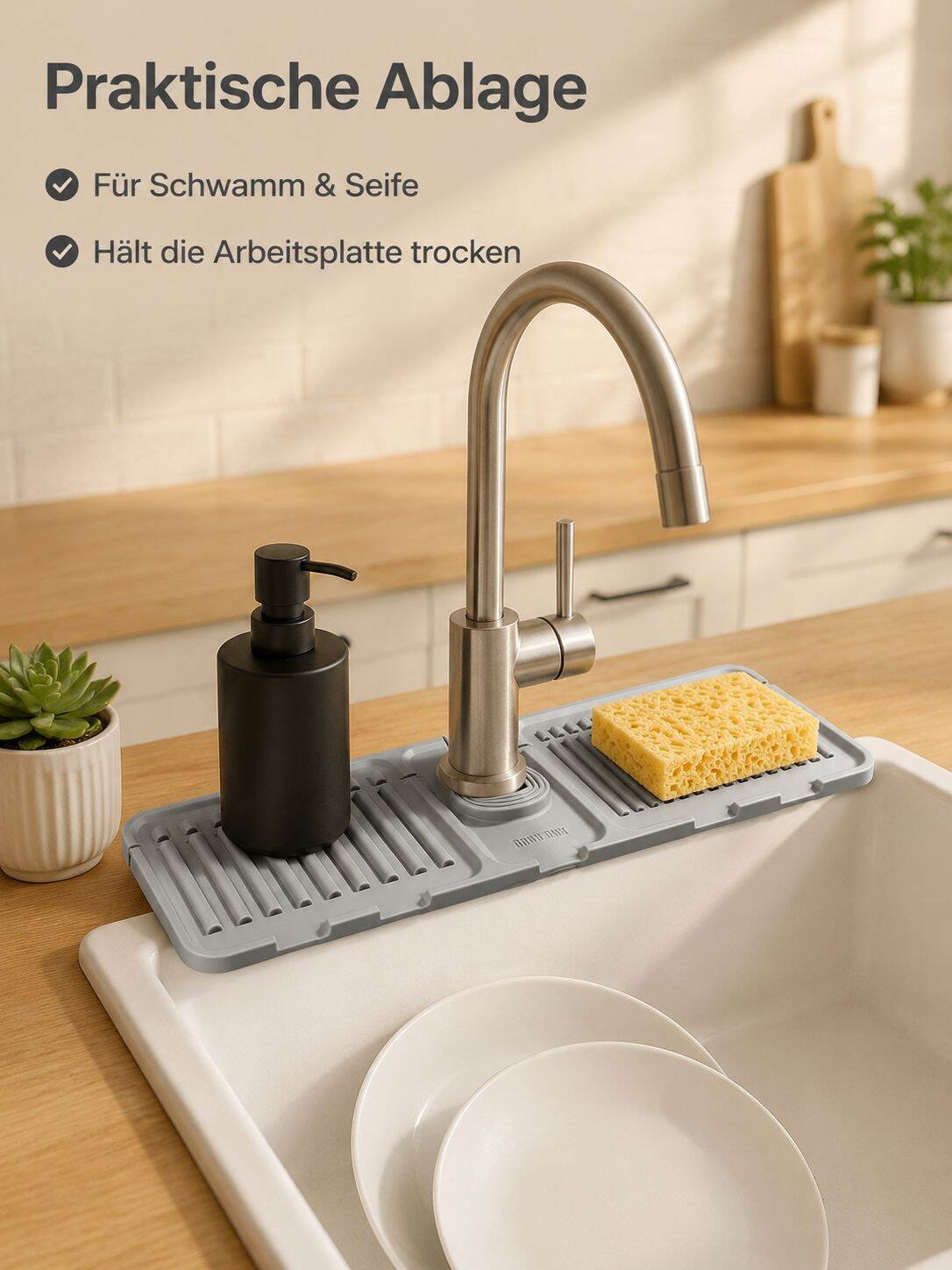Anti-Spritzschutz-Abflusspad aus Silikon für Wasserhähne mit Pilzschutz
