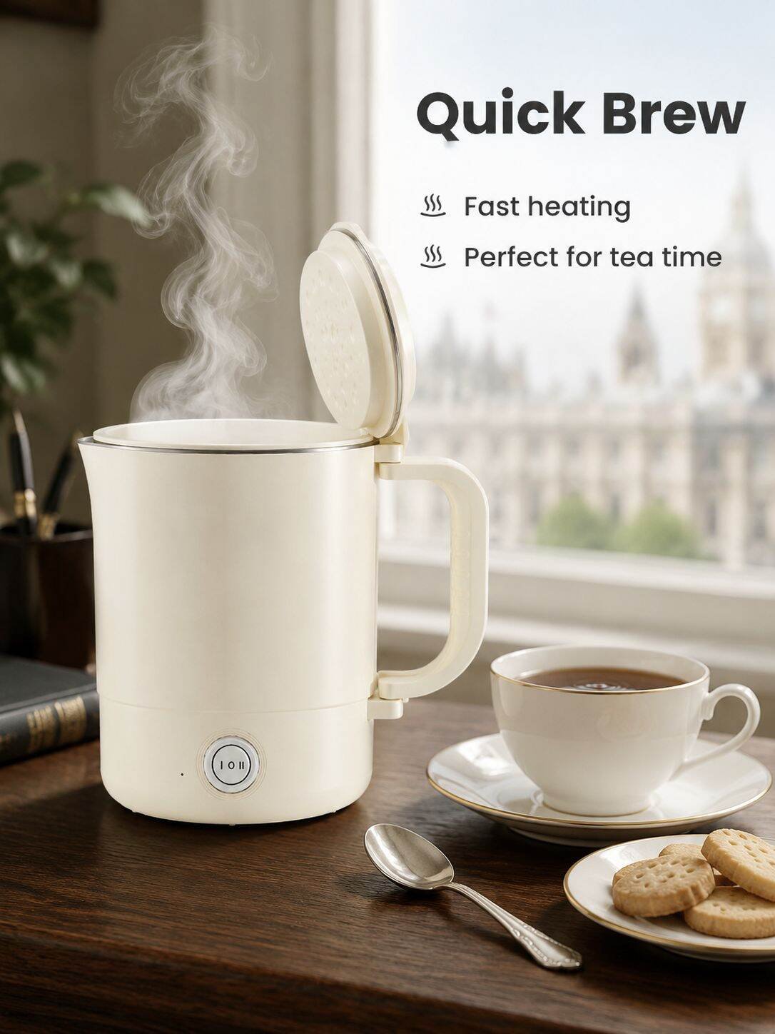 Portable Stainless Steel Electric Kettle Travel & Dormitory Hot Water Cup