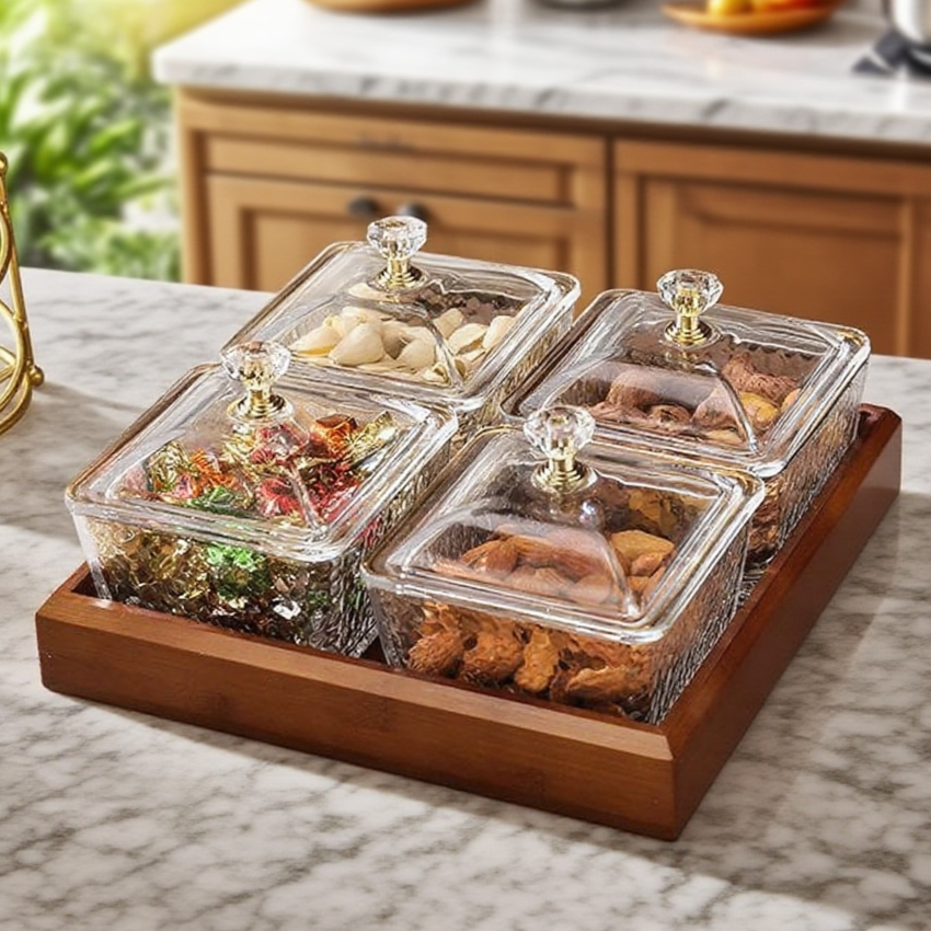 가정용 유리 칸막이 말린 과일 수납판