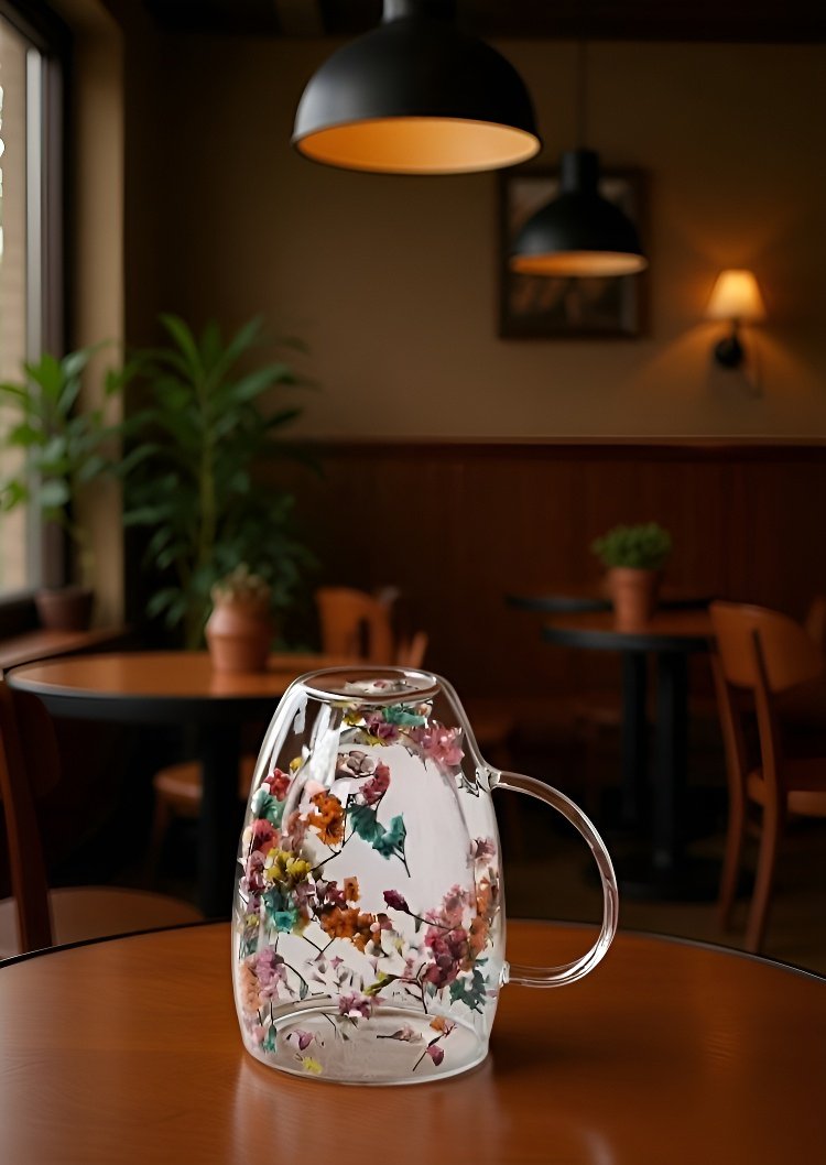 꽃이 장식된 화려한 컵