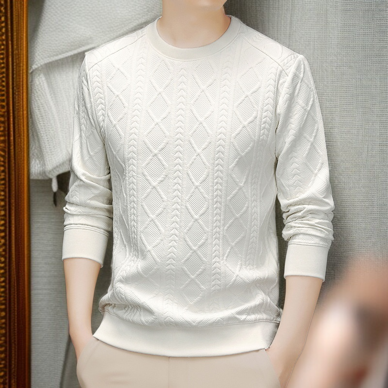 비즈니스맨 니트 긴팔 라운드넥 실타래 세련되고 모던 이너 니트 상의 꽃무늬 비즈니스맨 니트