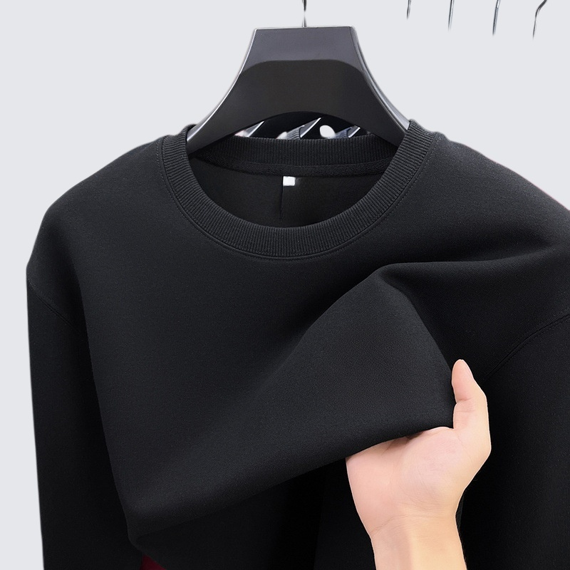 男士休閒圓領加絨長袖T恤