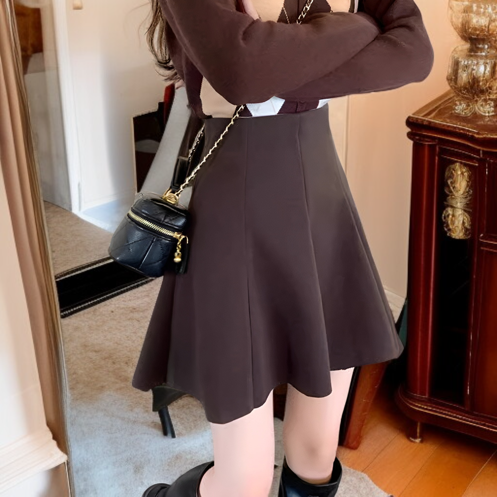 코듀로이 미디 스커트