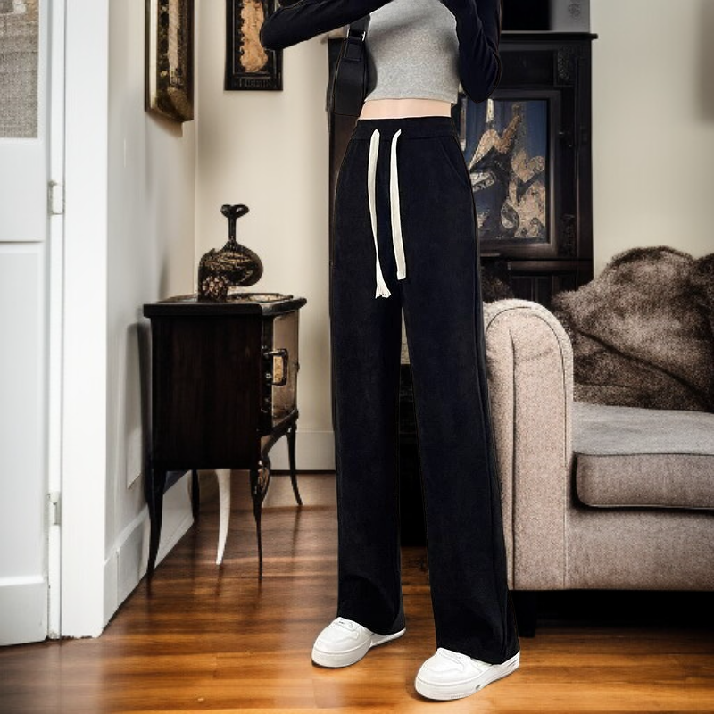 Women's Casual Fleece Pants High Waist Wide Leg Daily Commuter Style