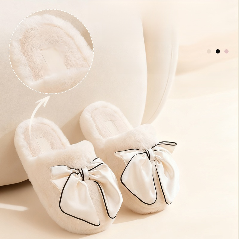 리본이 달린 솜털 슬리퍼