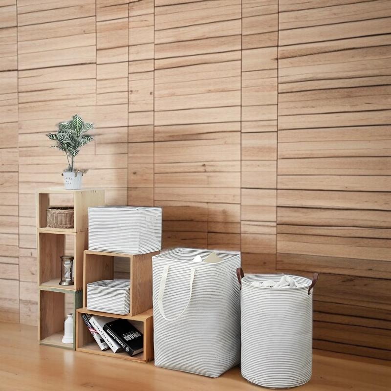 스트라이프 라지 세탁 바구니 접이식 수납 가방 옷 수납 바구니 더러운 옷 바구니 패브릭 세탁 바구니