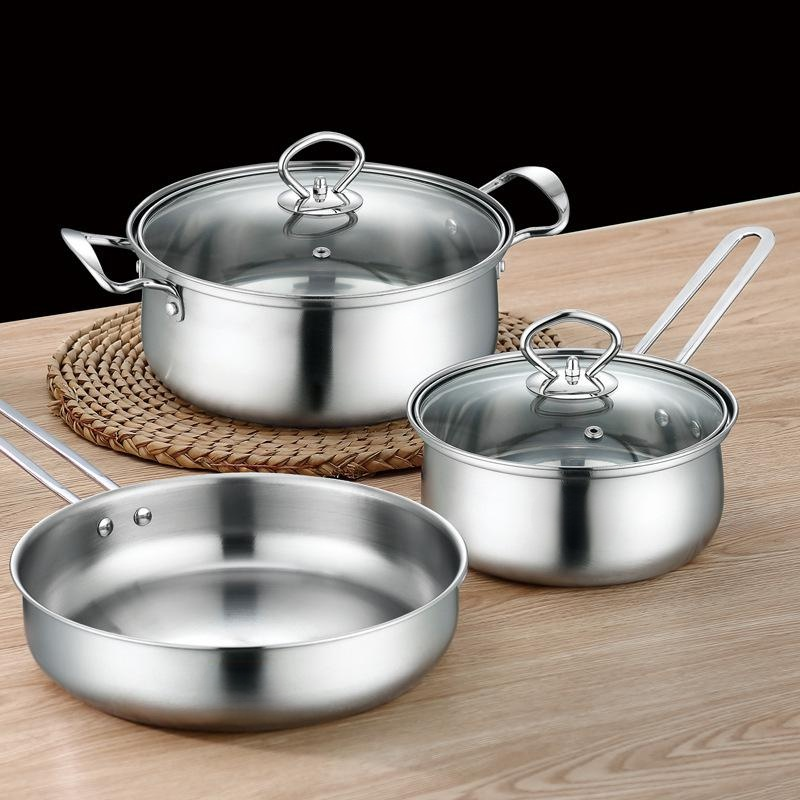 三件套鍋具套裝奶鍋+炒鍋+湯鍋