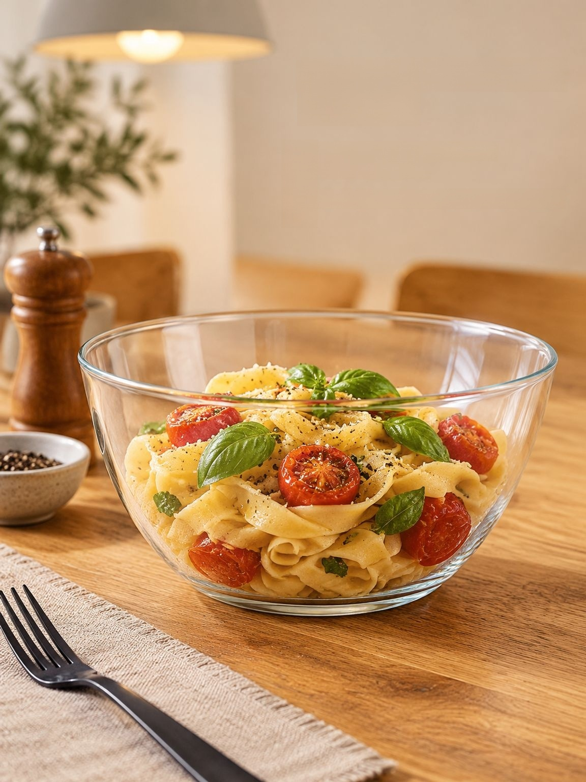 Borosilicate glass bowl for preparing homemade soup
