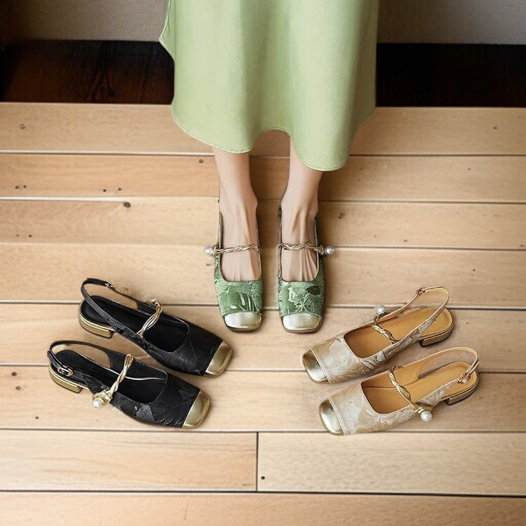 메리제인 슈즈 소프트 크롭 샌들 로우 굽에 스커트 일자 샌들