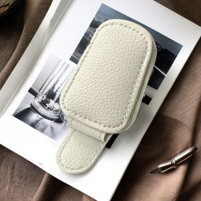  다기능 차량 선글라스 클립 가죽 선바이저 안경 보관함