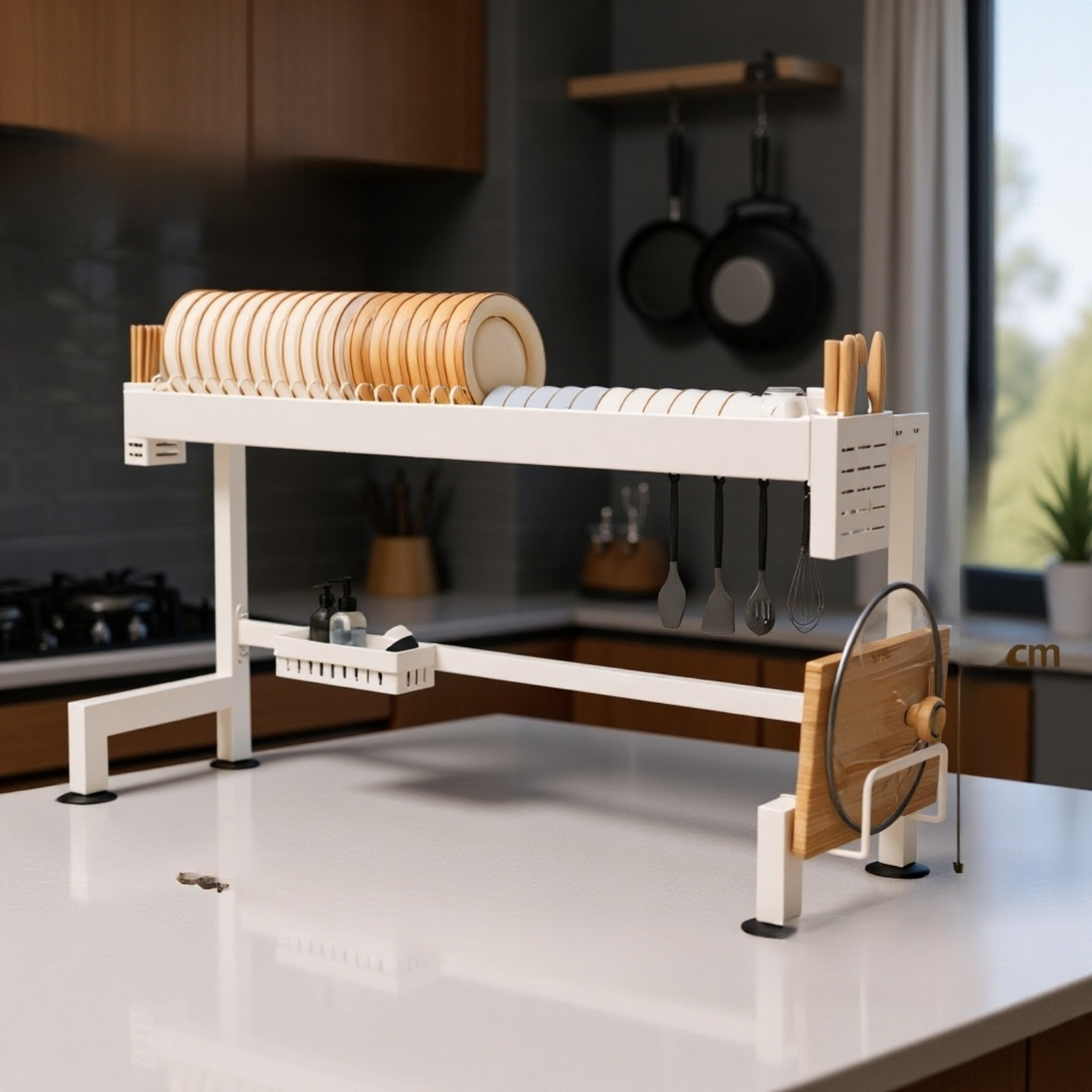 Kompaktes Spülbeckenregal zur Küchenorganisation