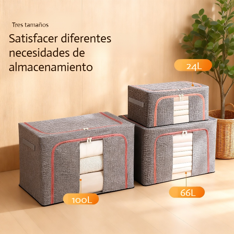 Caja de almacenamiento de ropa de algodón y lino de gran capacidad para el hogar
