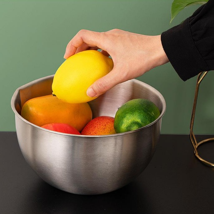 อ่างตีไข่สแตนเลส 304 แบบลึก ชามผสมสำหรับทำขนม เบเกอรี่ และนวดแป้ง