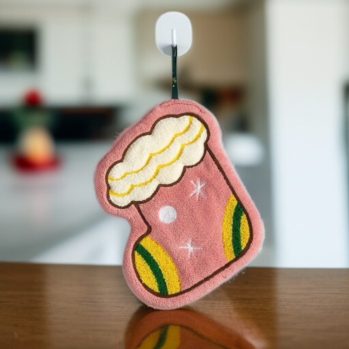 サンタクロースハンドタオル かわいい吊り下げ式 厚手速乾キッチンタオル