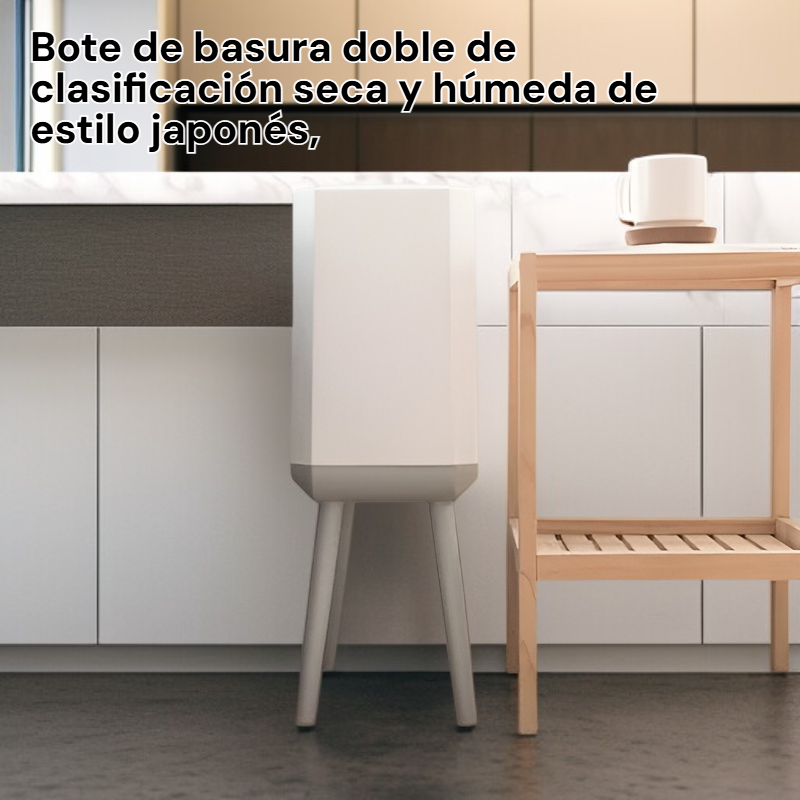 Cubo de basura doble japonés, alta calidad, clasificación seco-húmedo