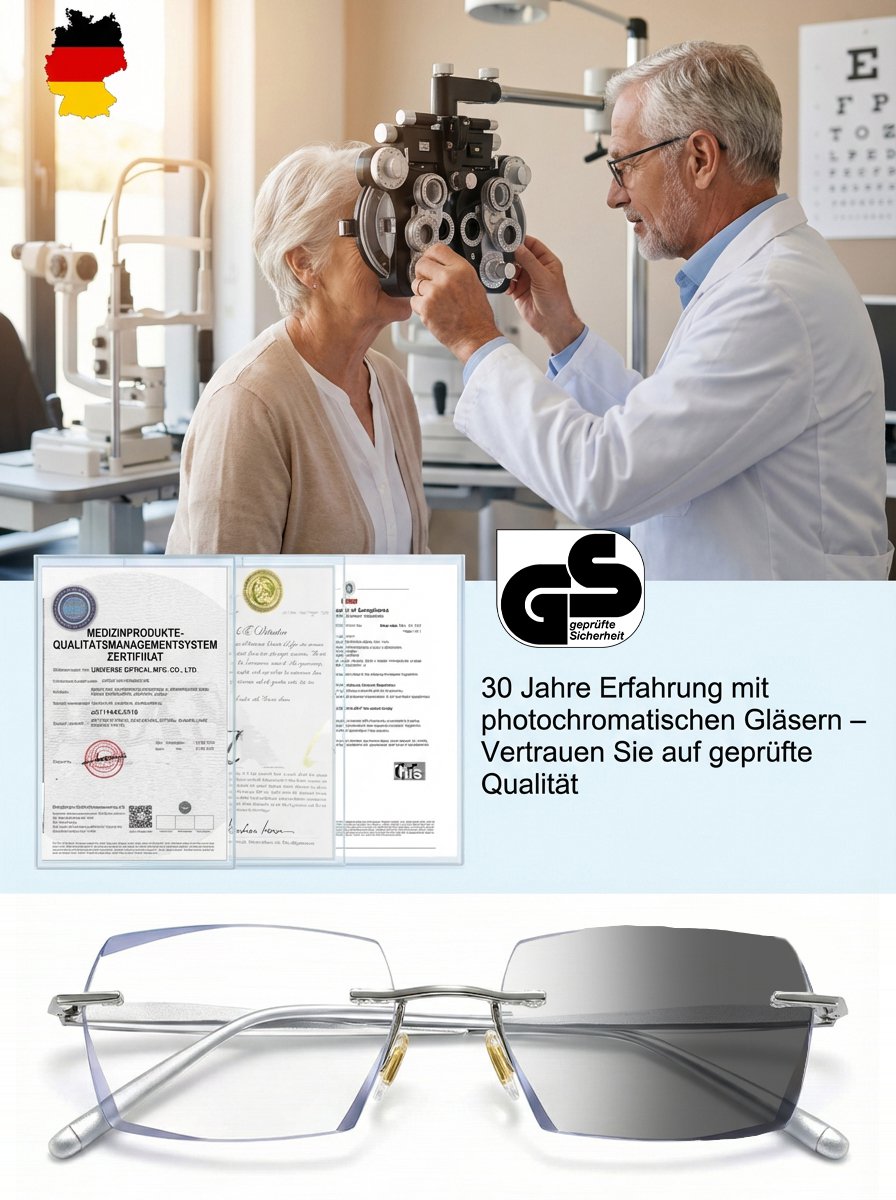 【 Kein Sehtest nötig】Jenaer Optik - Intelligente selbsttönende Lesebrille