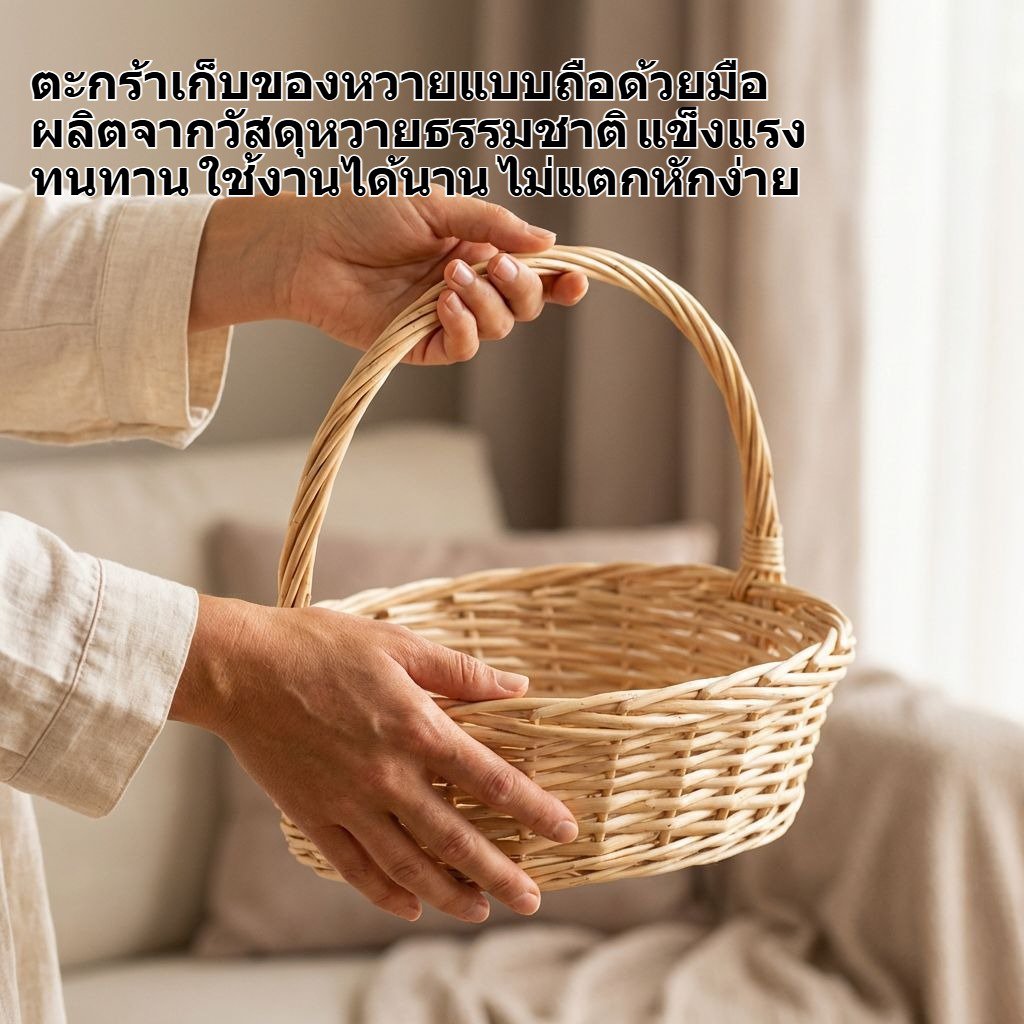 ตะกร้าเก็บของหวายแบบถือด้วยมือ