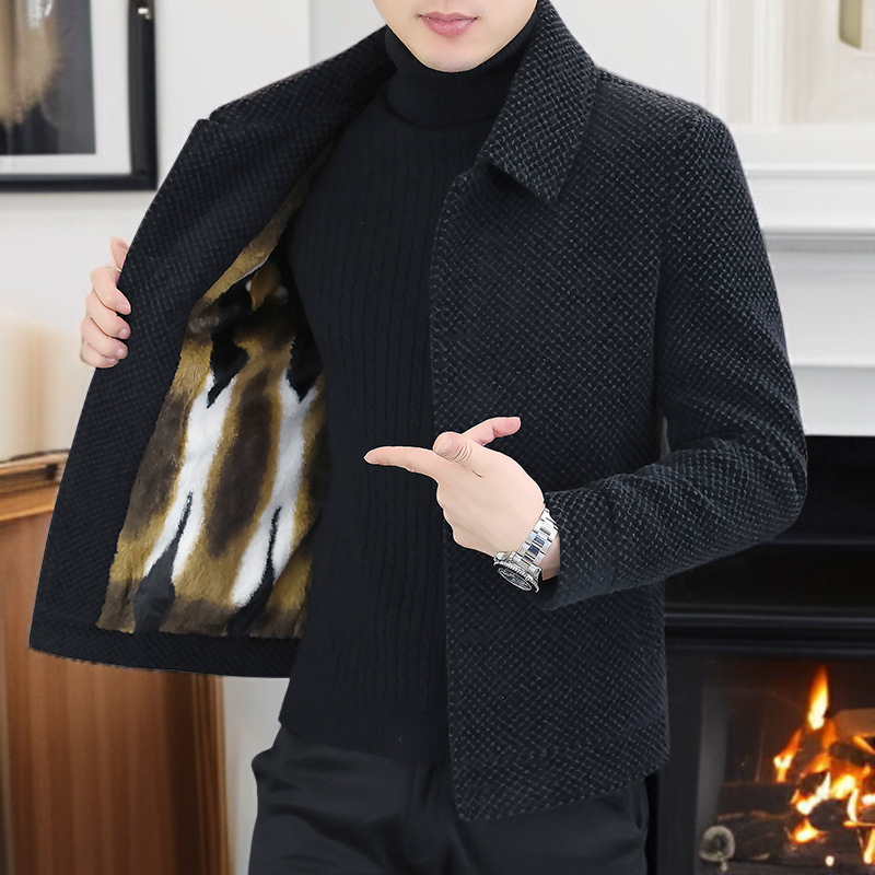 캐주얼 통근용 기모직 숏 코트