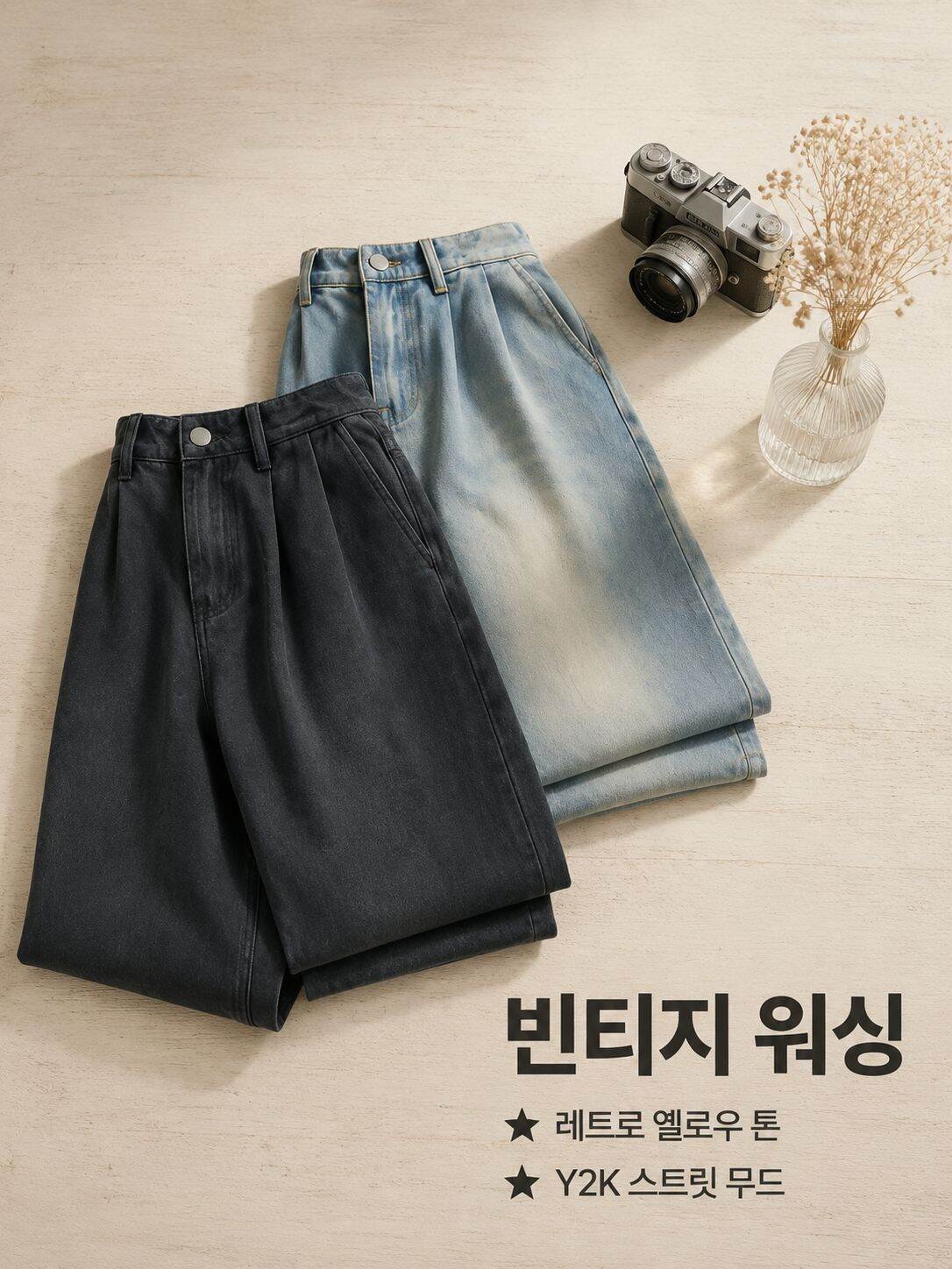 빅사이즈 워싱 빈티지 청바지 편안한 캐주얼