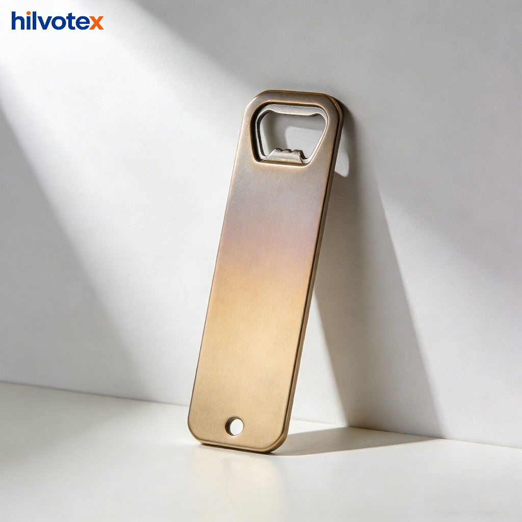 Close-up of a sturdy metal bottle opener in hand