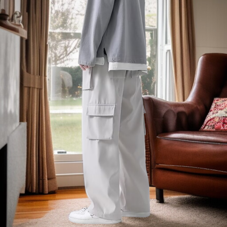 メンズスポーツパンツ メンズ春ストレートレッグパンツ ブラック メンズワークパンツ