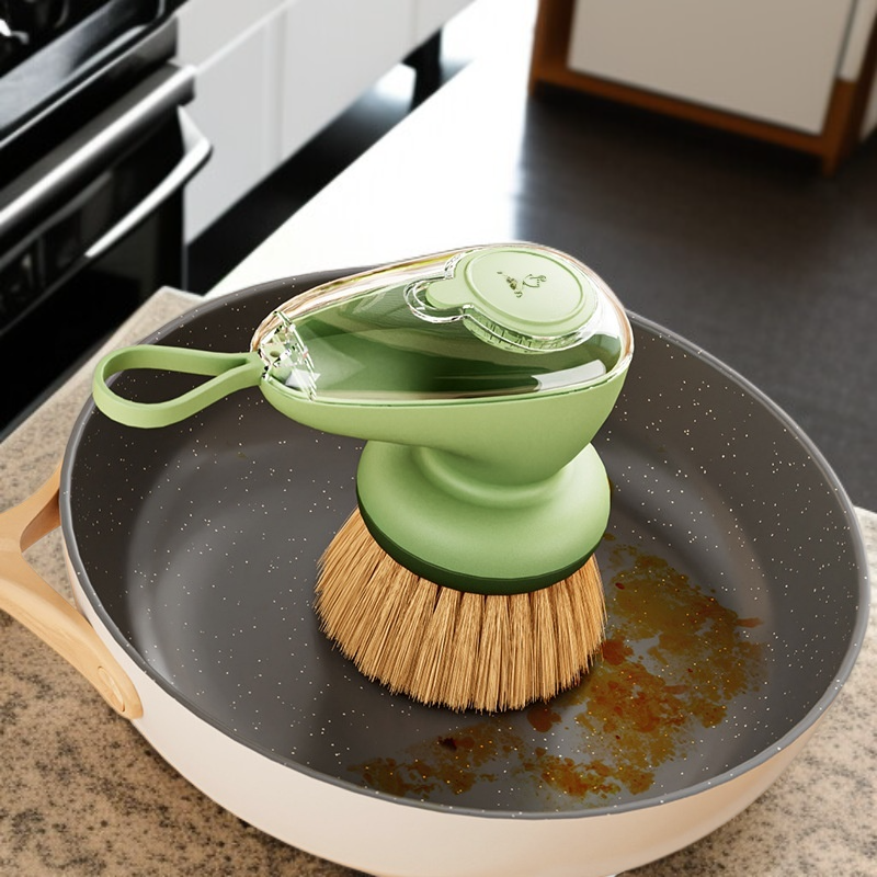 가정용 손상없는 냄비 청소 냄비 브러쉬 자동 수액 압출 수액 세척 냄비 브러쉬 게으름뱅이 주방 필수 자동 수액 브러쉬