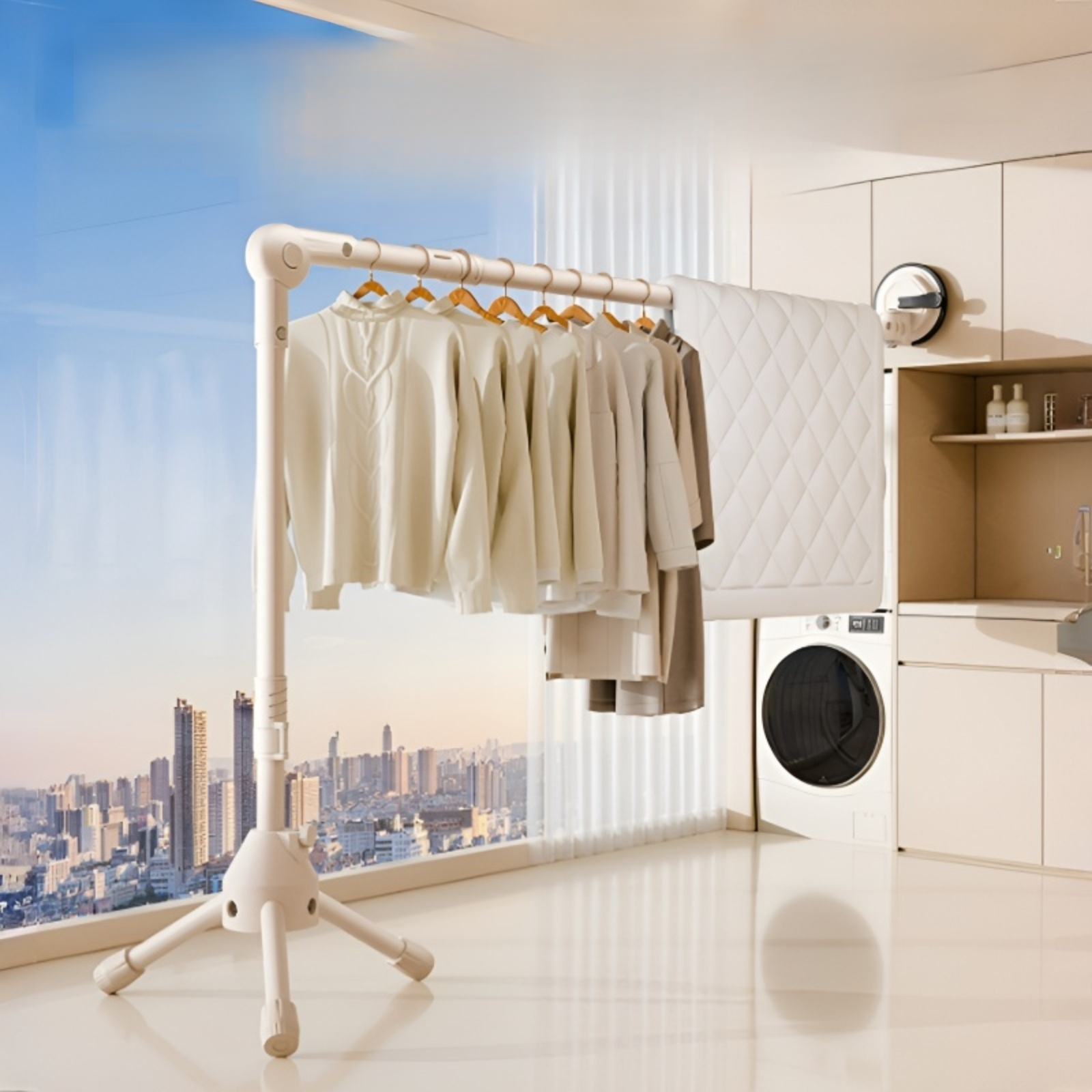 No-Drill Wall Mounted Folding Clothes Rack for Rental Apartments