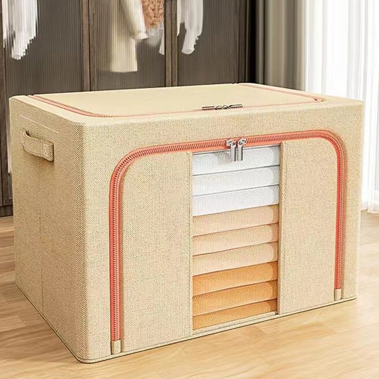 【1つ買うと1つ無料】綿麻スチールフレーム収納ボックス