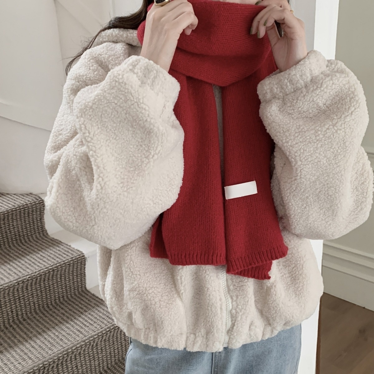 Damen Winter Warmer Strickschal Weicher Basic Schal Modischer Studentenschal für Paare