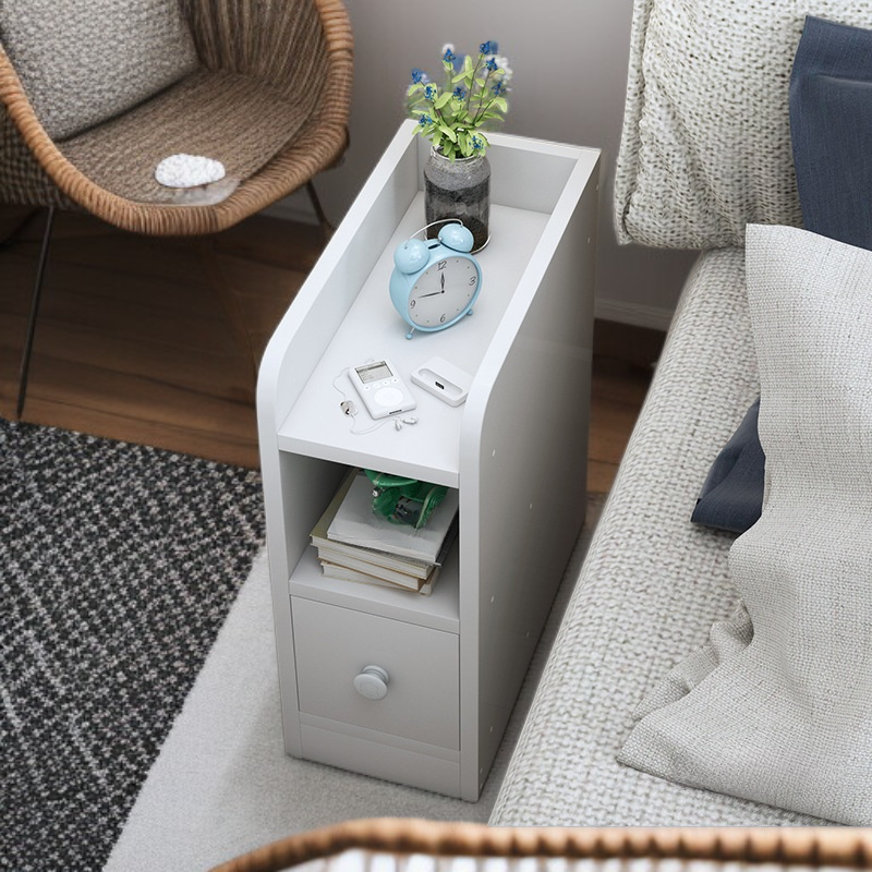 超スリムベッドサイドテーブル小型収納引き出しキャビネット