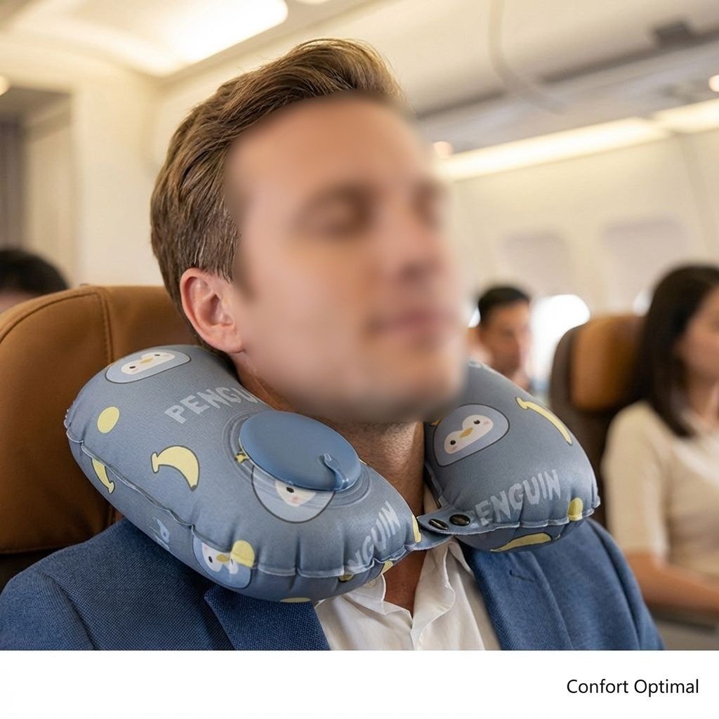 Oreiller de voyage gonflable en forme de U