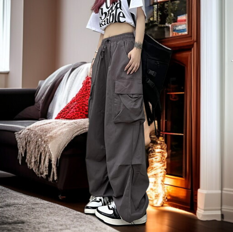 여름 와이드 팬츠 드롭 일자 조거 팬츠 캐주얼 팬츠 여 와이드 팬츠