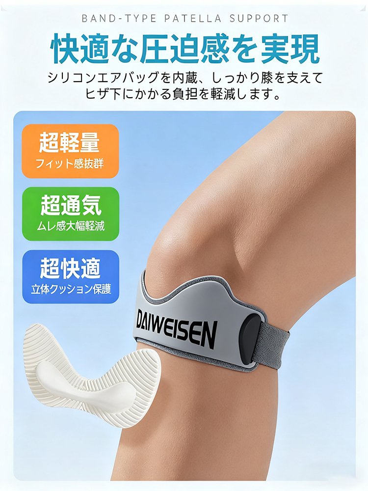 スポーツ用膝蓋骨サポーター、膝の痛みを80%軽減、1つ買うともう1つプレゼント