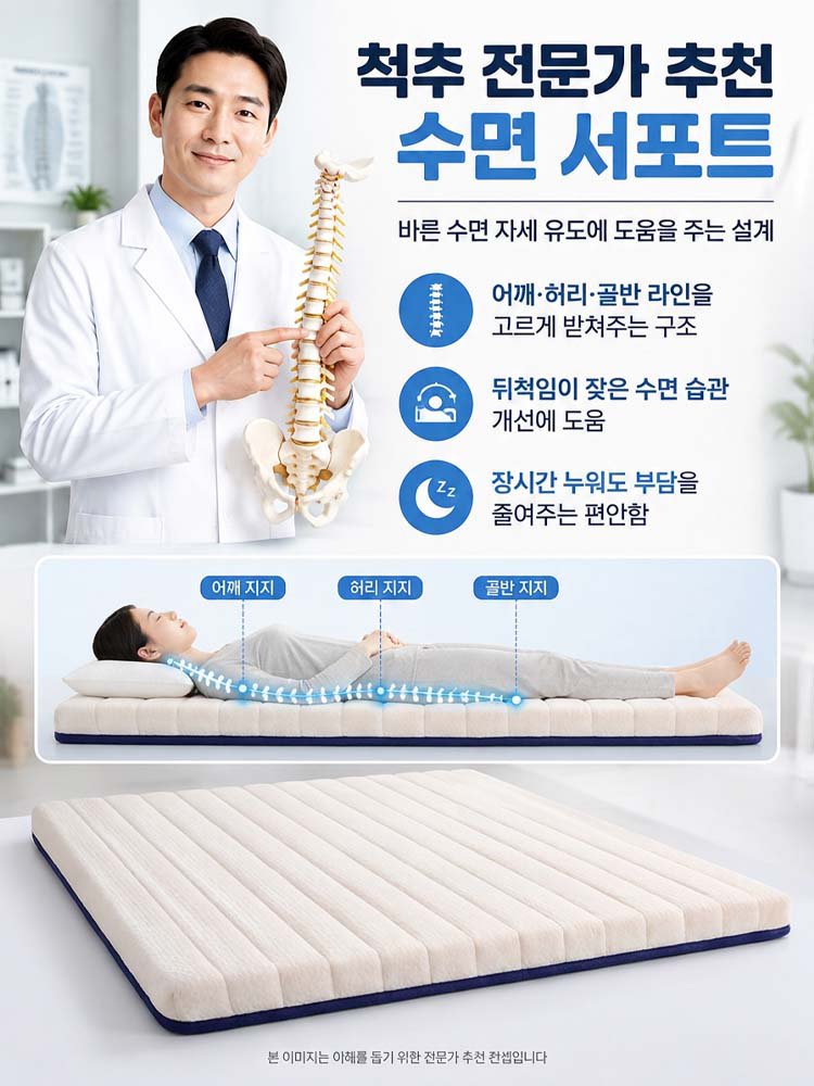 100% 천연 라텍스로 제작되어 인체에 무해하며, 7존 설계로 척추를 편안하게 지지해 드립니다!