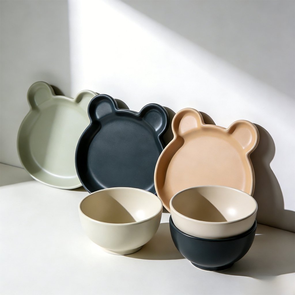 カラフルなキッズ用おもしろ食器セット