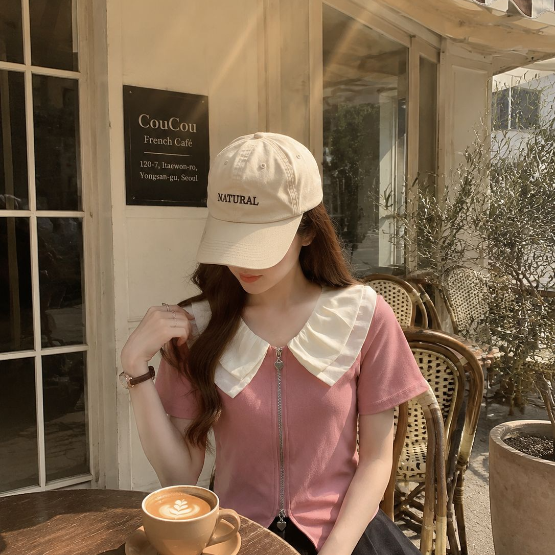 여성 여름 불규칙 반팔 슬림 티셔츠