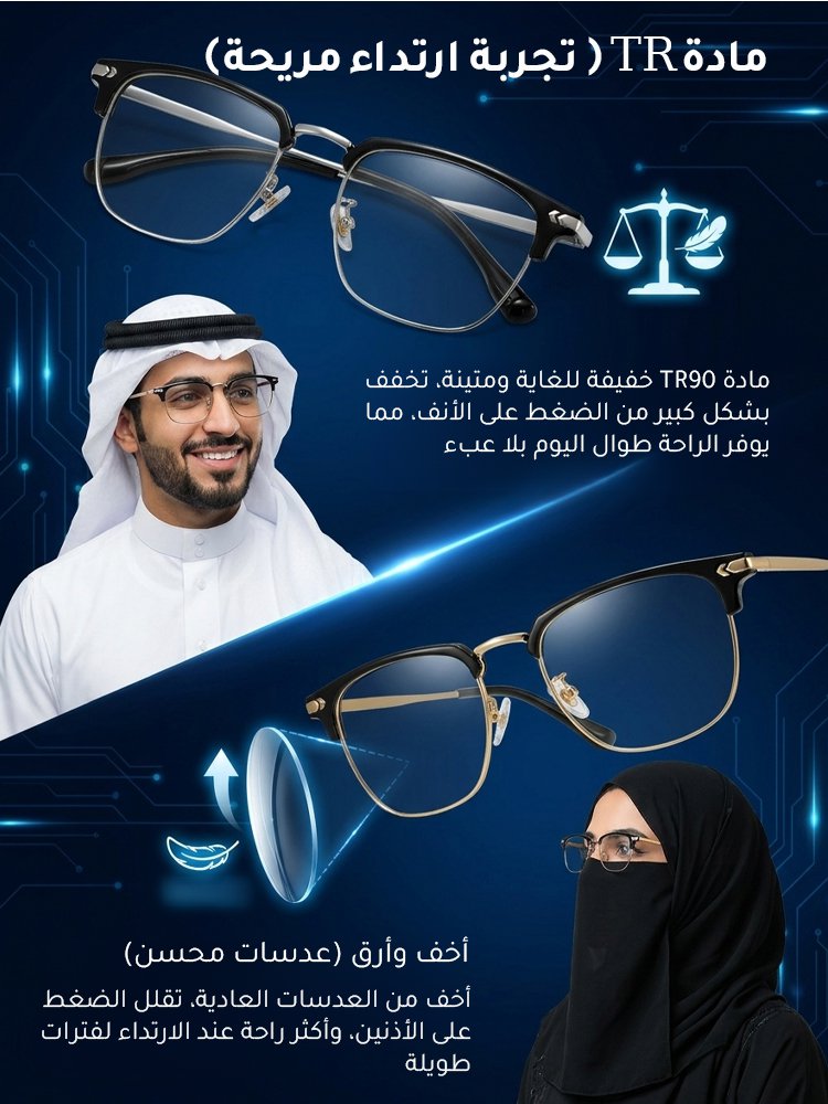 نظارة ذكية مضادة للضوء الأزرق بتركيز تلقائي مدعومة بالذكاء الاصطناعي