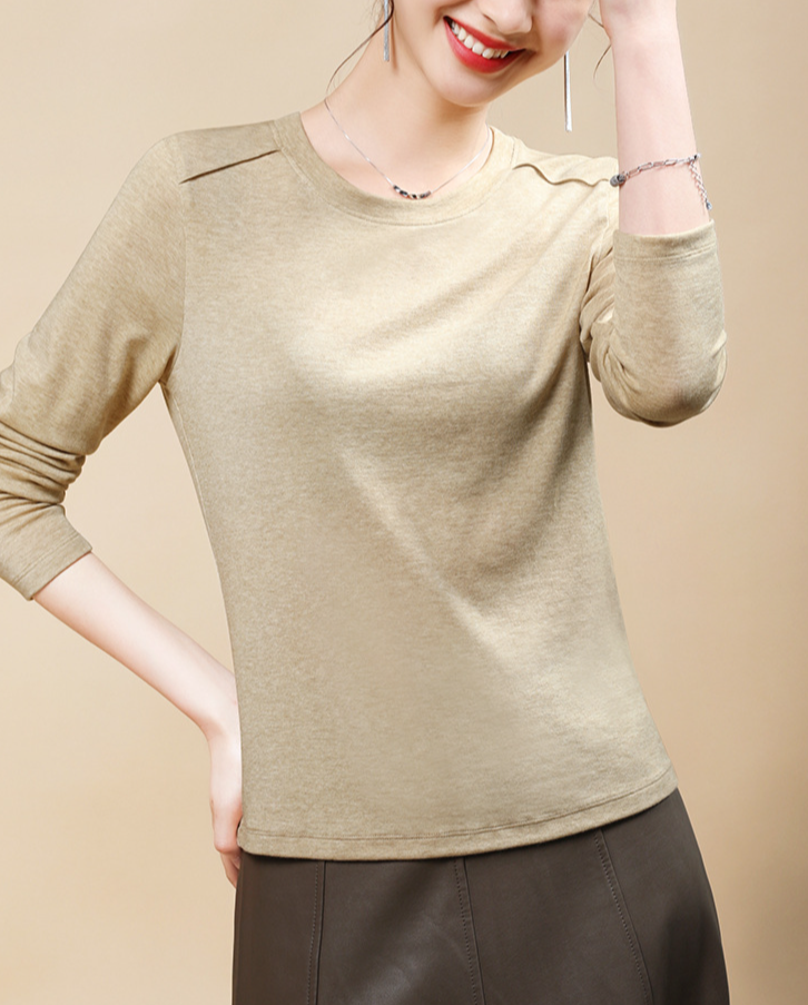 2025年秋冬新作テンセルウールベースレイヤーレディースTシャツ正面画像