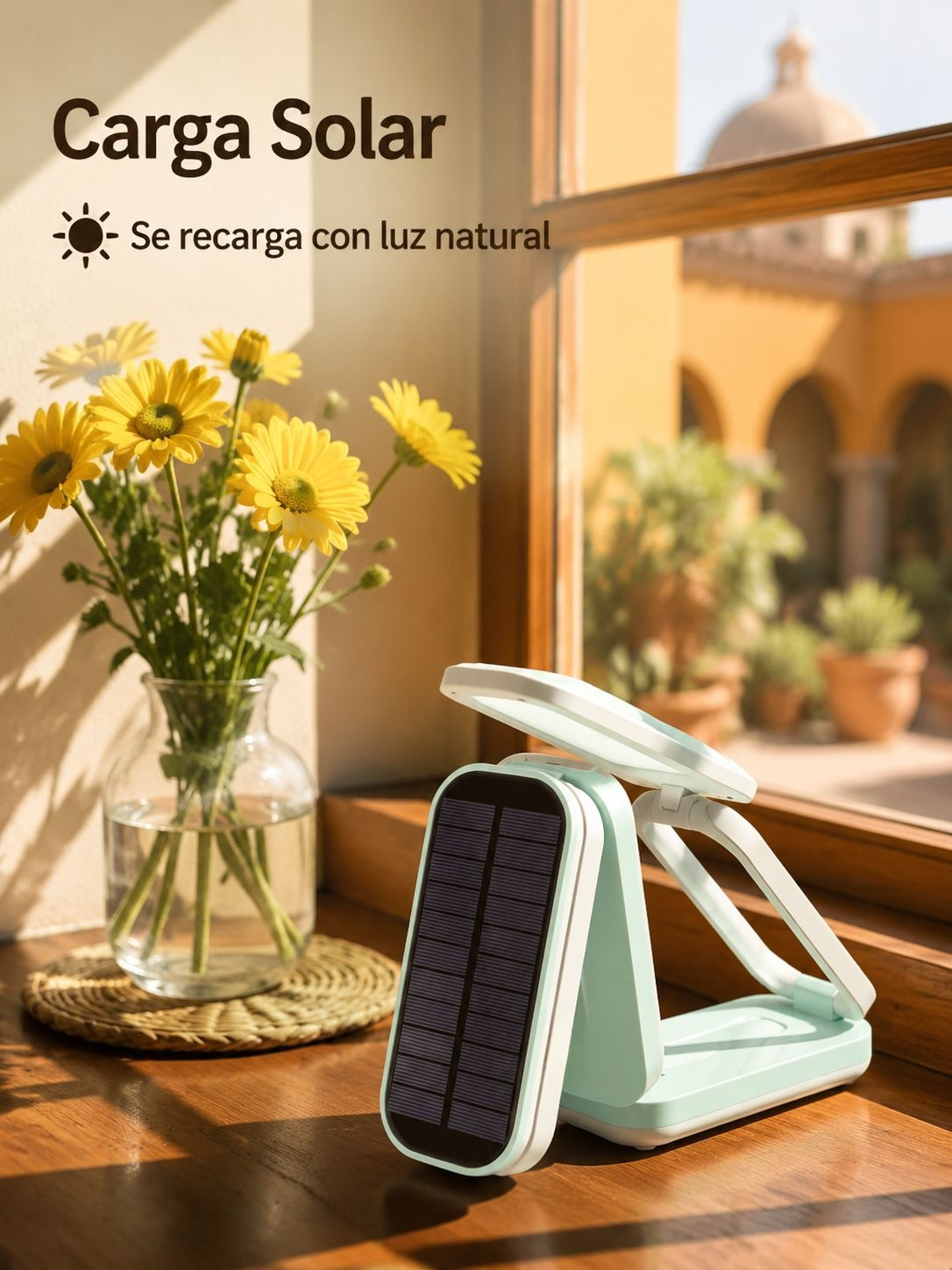 Lámpara de lectura plegable solar con protección para los ojos