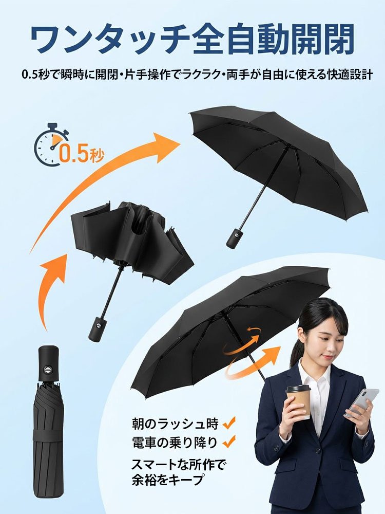 自動開閉折りたたみ晴雨兼用日傘