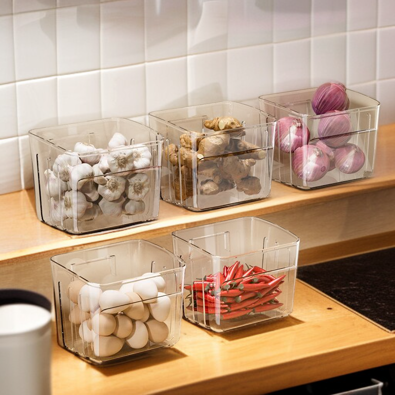 رف تخزين مطبخي معلق للجدار للبصل والثوم والزنجبيل