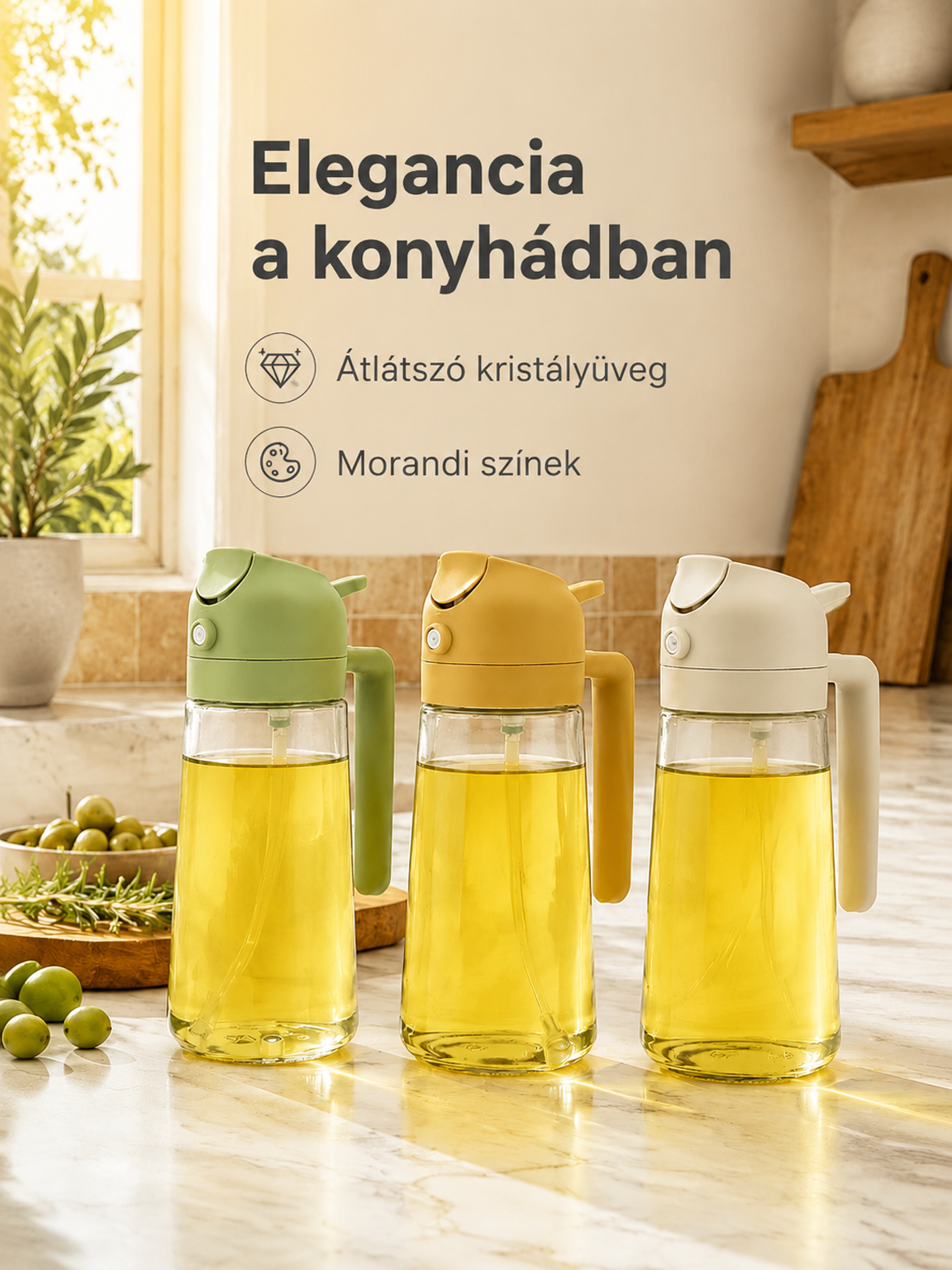 Konyhai üveg olajkiöntő